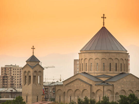 Armenian church steeples in Yerevan