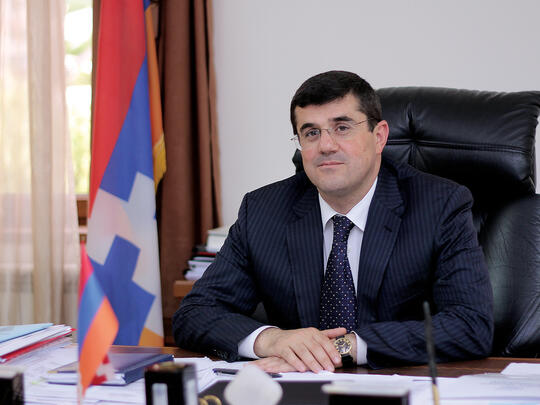 Prime Minister Arayik Harutyunyan in his office in Stepanakert, Republic of Nagorno-Karabakh