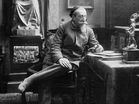 Anatole France: French poet, journalist, and 1921 winner of Nobel Prize in Literature, in his office in 1904.
